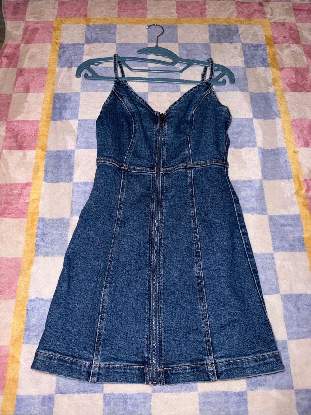 AE Denim Zip-Front Tank Dress - Deep Indigo